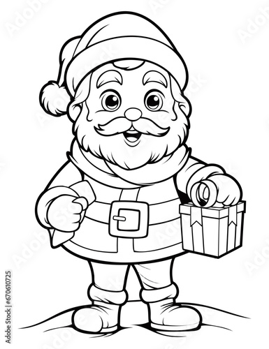 Santa Claus with Christmas wreath and gifts