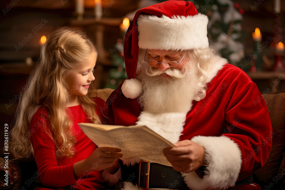 Santa Claus reading a letter, generative ai Santa Claus reading a letter, generative ai