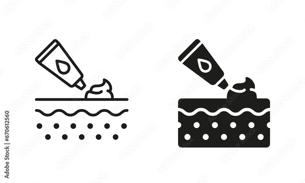 Facial Skin Care Treatment. Cosmetic for Beauty Skin Face Pictogram. Anti Aging Cream Line and Silhouette Black Icon Set. Cosmetology Moisturizer Symbol Collection. Isolated Vector Illustration Facial Skin Care Treatment. Cosmetic for Beauty Skin Face Pictogram. Anti Aging Cream Line and Silhouette Black Icon Set. Cosmetology Moisturizer Symbol Collection. Isolated Vector Illustration