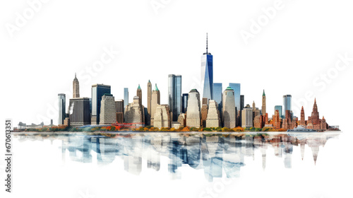 Panorama view Manhattan on transparent background