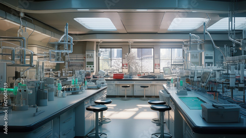 Modern laboratory. Interior of modern research laboratory. Science and technology theme. © Ruslan Gilmanshin
