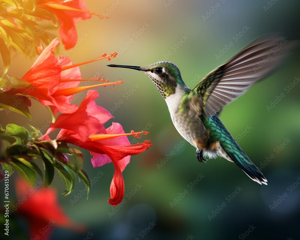 Fototapeta premium hummingbird feeding on a flower