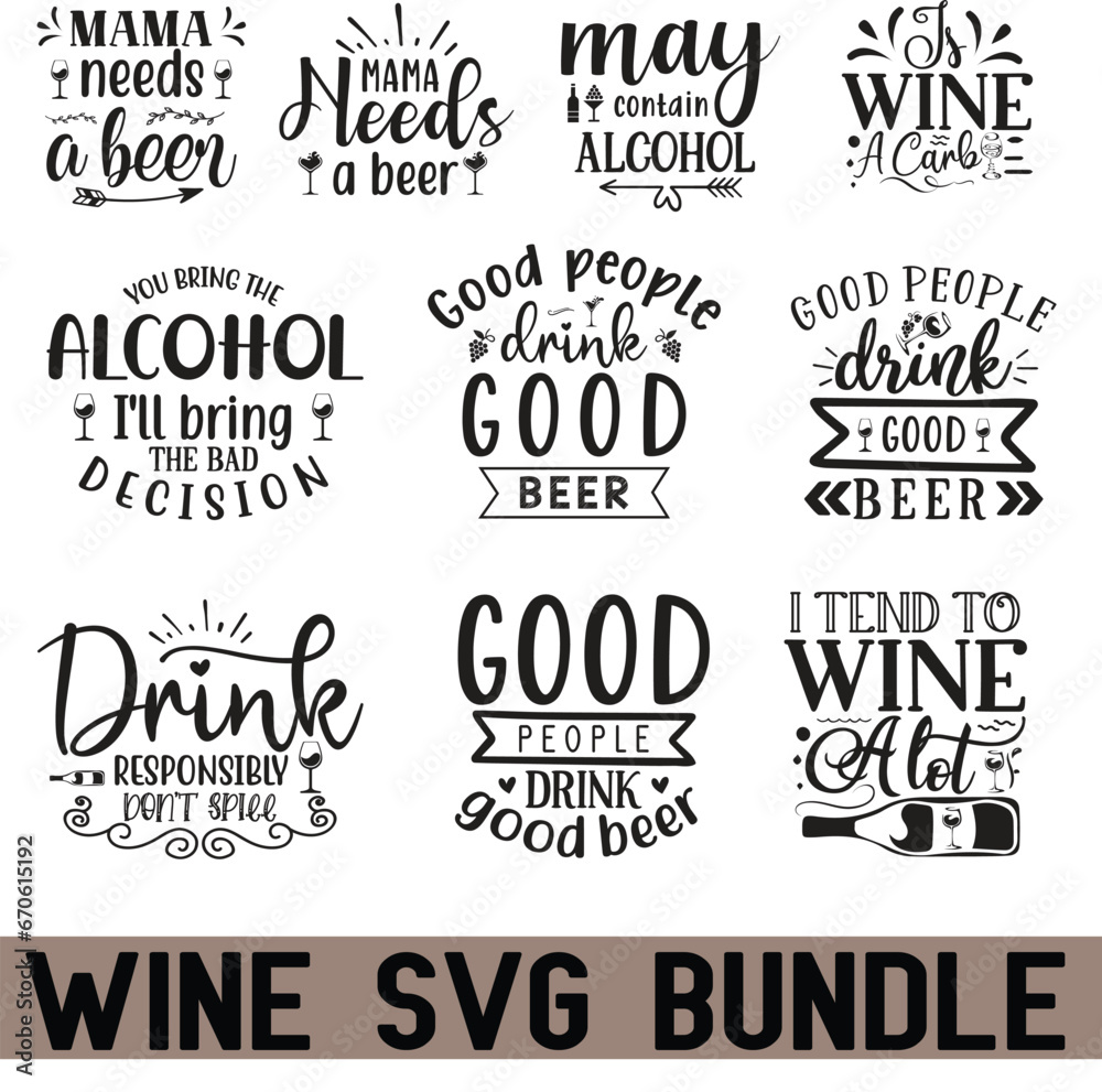 Wine svg bundle