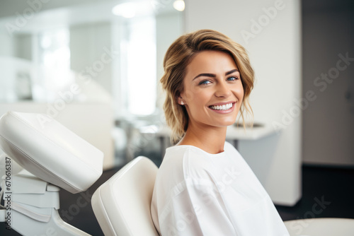Smiling Woman in Dentist's Chair