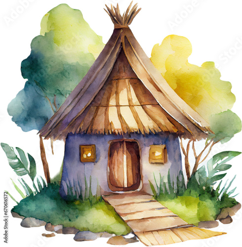 hut watercolor icon 
