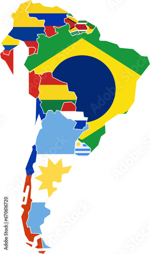 drawing of south america flag map.