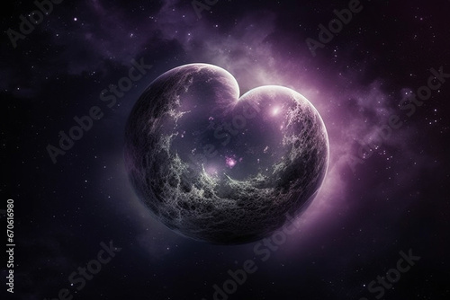 3D rendering of the heart in space against the background of stars.