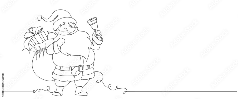 Obraz premium Santa claus line art style vector illustration