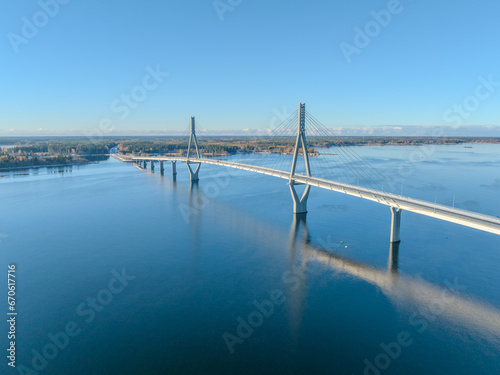 Raippaluoto, Finland -  bridge of Finland at Raippaluoto captured with drone