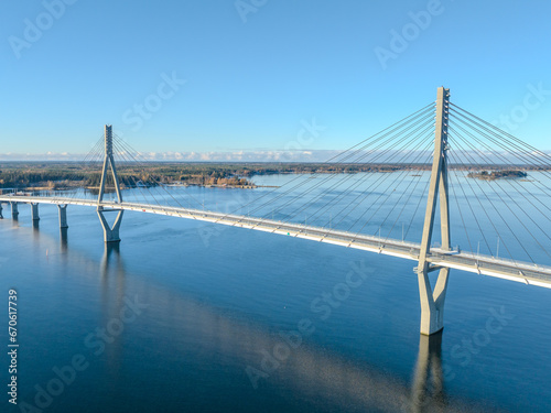 Raippaluoto, Finland -  bridge of Finland at Raippaluoto captured with drone