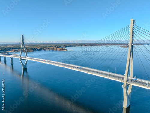 Raippaluoto, Finland -  bridge of Finland at Raippaluoto captured with drone