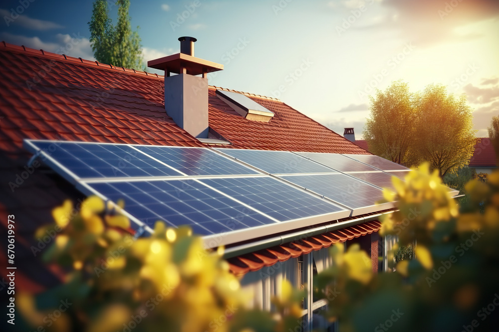 Harnessing the Sun's Power Solar Panels on a New Building's Roof Under ...
