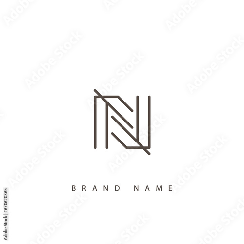 N alphabet letter logo icon in black and white.