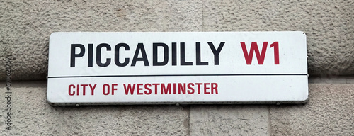 фотографія Piccadilly street sign in Westminster, London W1, UK.