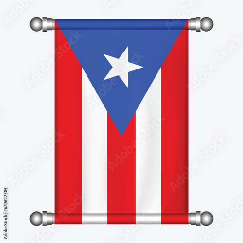 Realistic hanging flag of PUERTO RICO pennant