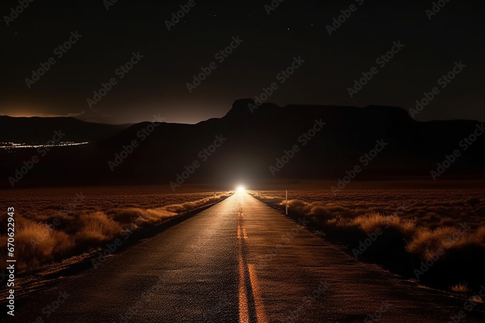 Road in the Namib Desert at sunset, Namibia, Africa