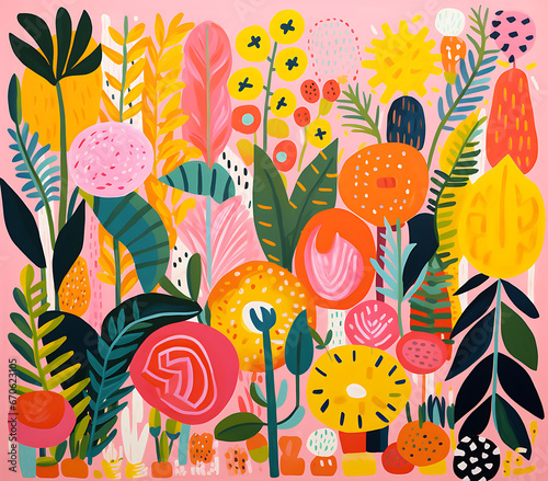 Vibrant Jungle: Colorful Fruits, Patterns, and Tropical Landscapes