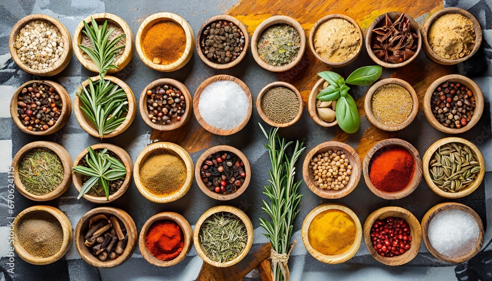 variety of spices and herbs