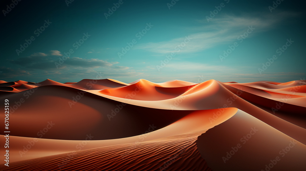 Sand dunes in the desert. Generative AI	