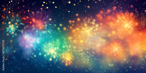 Explosive Sky  Colorful Collage of Fireworks and Bokeh Lights