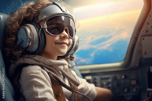 Child traveling on a plane © yuliachupina