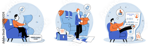 Unemployment. Vector illustration. The unemployment concept encompasses challenges and hardships faced by jobless Frustration and despair can arise from prolonged search for employment