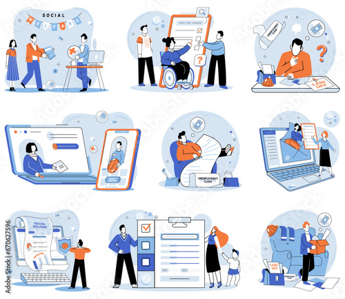 Social security. Vector illustration. Progress in social security leads to overall improvement in quality life Social security programs drive positive change within communities Taking action