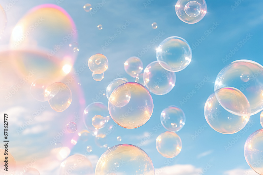 soap Bubbles and Bright Blue Sky