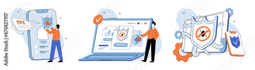 Malware spyware virus. Vector illustration. Online safety relies on robust security systems and user awareness Fraudulent activities require strong security measures and vigilant monitoring Warnings