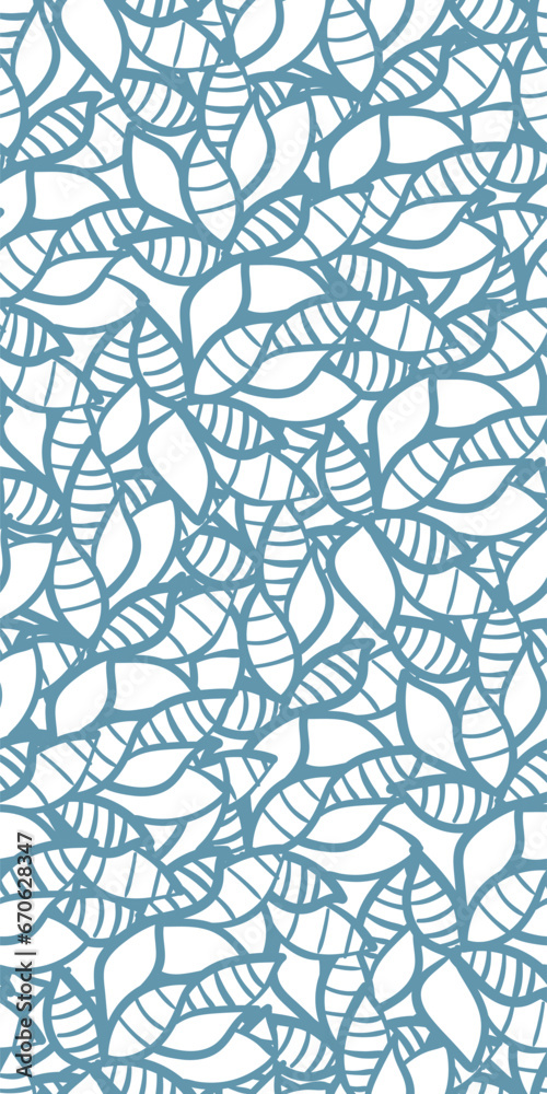 leaves doodle Scandinavian contemporary seamless pattern design fabric printing monochrome stylish modern textured