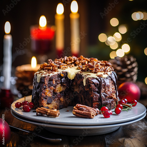 Christmas cake on Bokeh Illumination