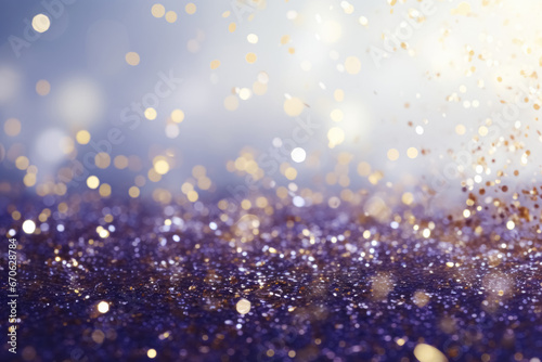 purple background with gold bokeh sparkles  photo