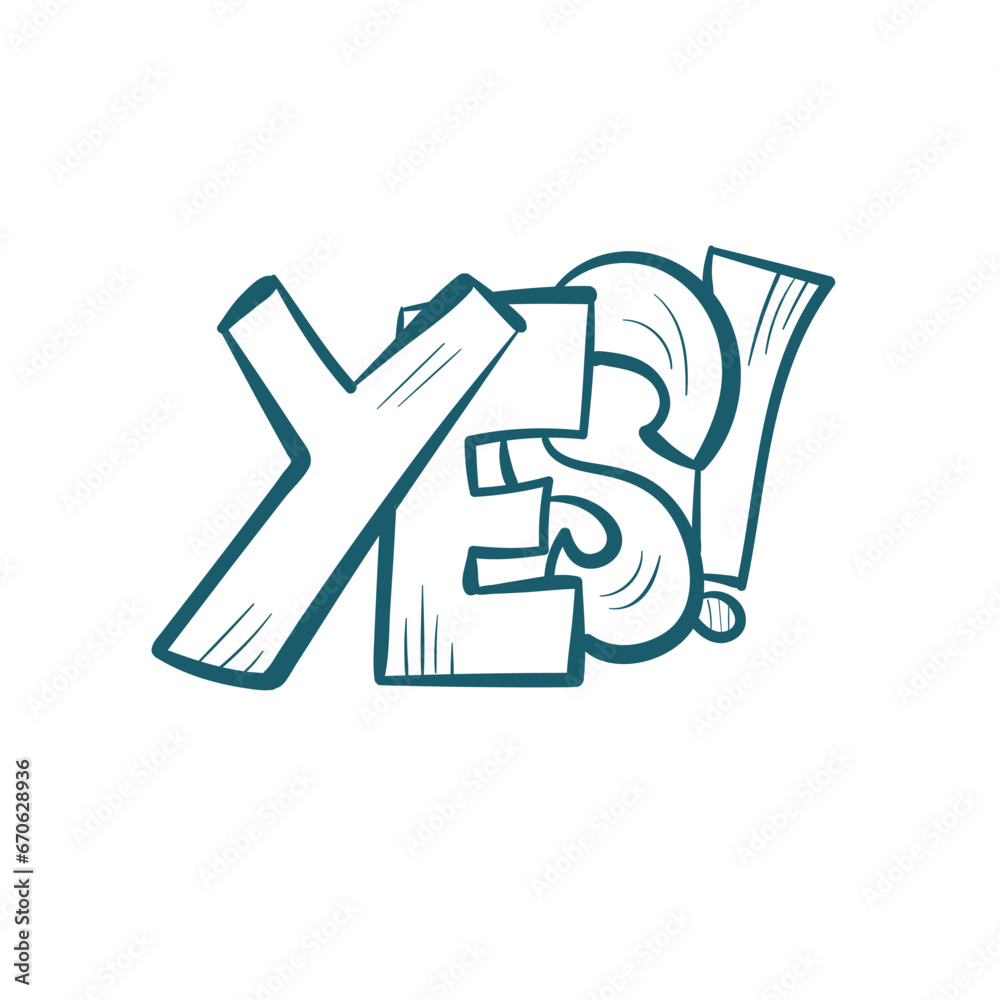 yes comic pop text emotional speech sound vector hand drawn doodle yes comic pop text emotional speech sound vector hand drawn doodle