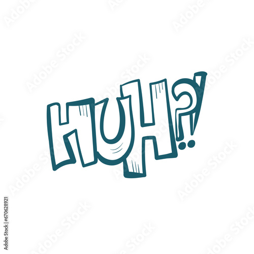 huh comic pop text emotional speech sound vector hand drawn doodle