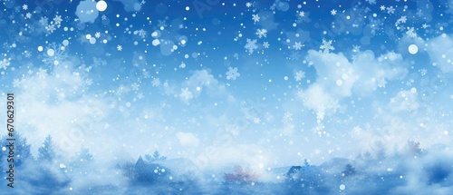 Fondo navideño con copos de nieve y tono azul photo