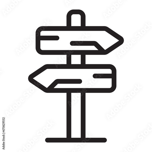 road sign line icon