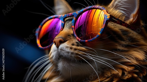 A Cat Wearing 2023 Glasses Fun Cheerful Colorful, Background Images, Hd Illustrations © ACE STEEL D