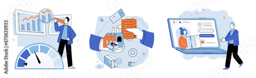 Business process. Vector illustration. Developing streamlined procedures is essential for successful business operations Improving work processes leads to enhanced business outcomes Success