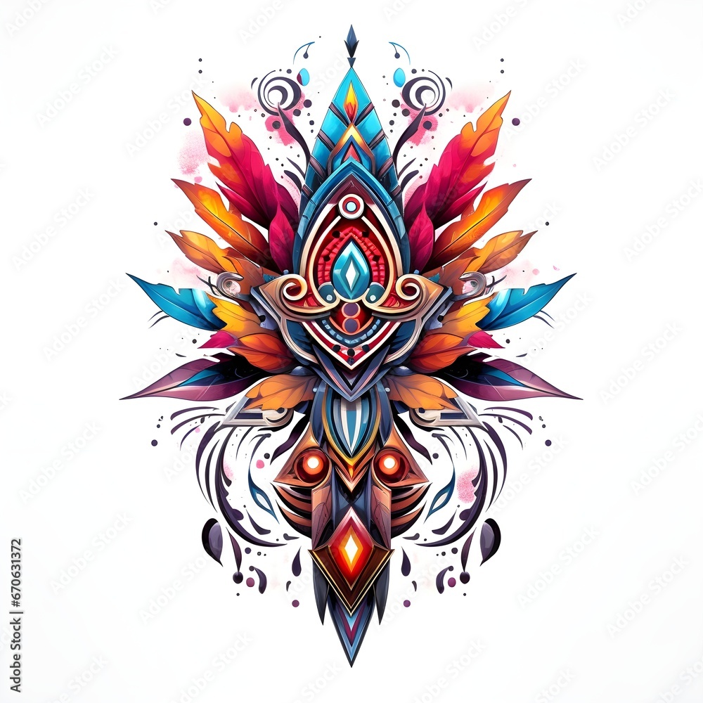 colorfully and luxury tribal tattoo ornamental design