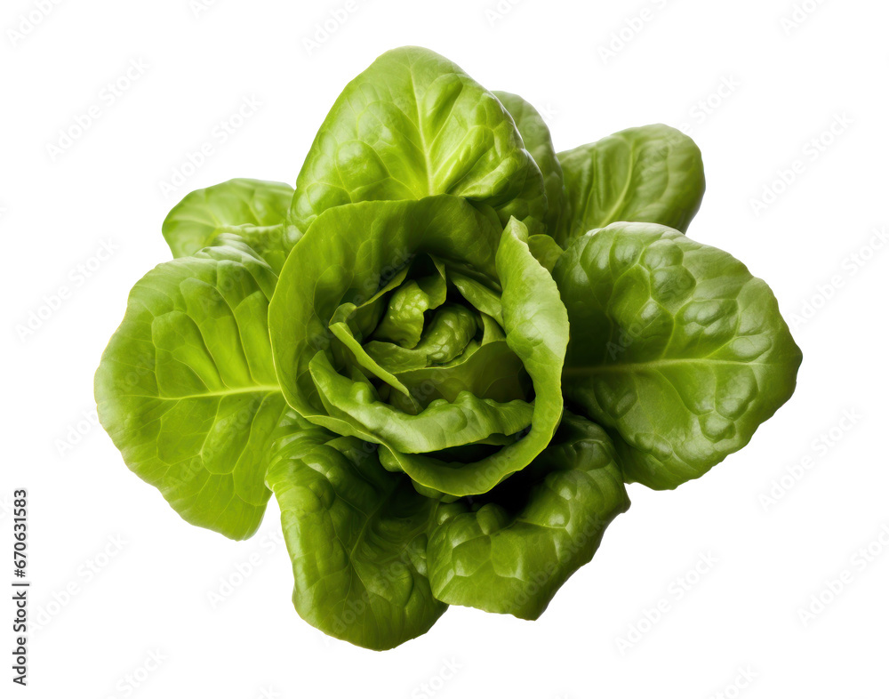 Fresh lettuce isolated on a transparent background created with Generative AI technology - obrazy, fototapety, plakaty 