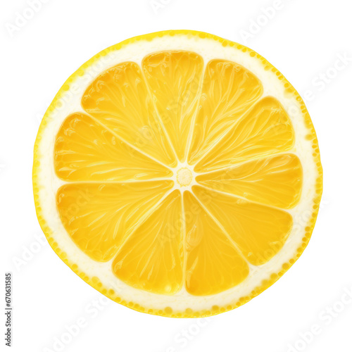 Lemon slice isolated on a transparent background created with Generative AI technology
