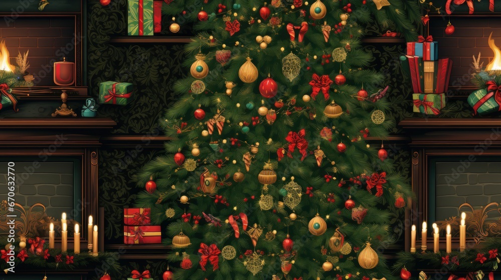 christmas background for of Yuletide Living Room a Christmas gift boxes