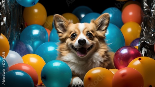A Dog Surrounded By Fireworks And New Years, Background Images, Hd Illustrations