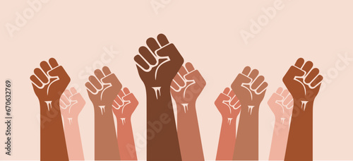 Set of raised fist vector icon. Human hand up in the air	
