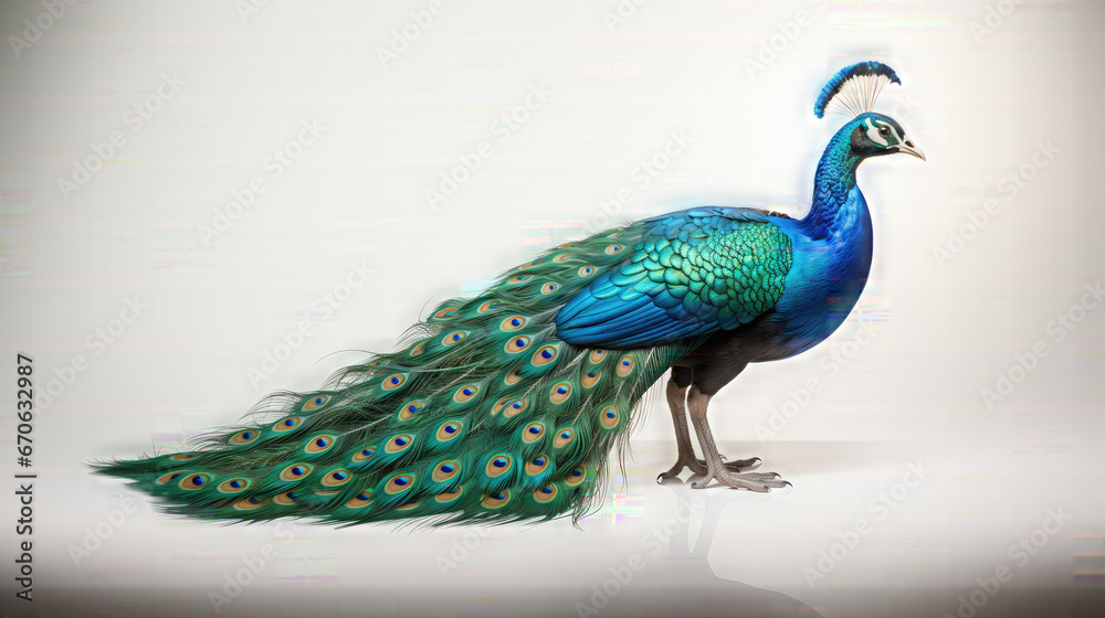 Obraz premium Full peacock . Isolated on a White Background