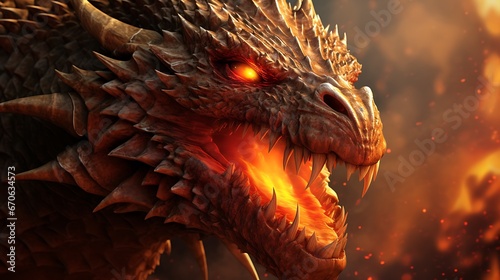 Fantasy images - Fire-breathing dragon     fire-breathing dragon with golden scales and ruby eyes