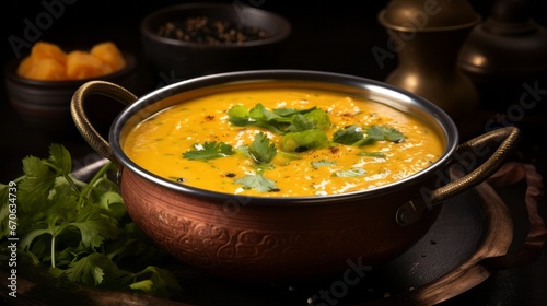 Indian Red Lentil Dahl Soup in a bowl
