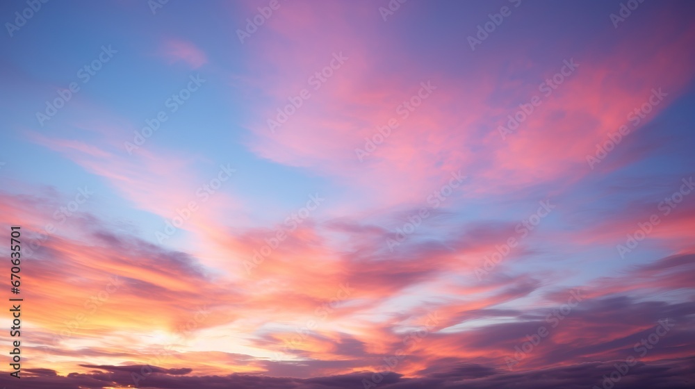 Pink and orange clouds at sunset