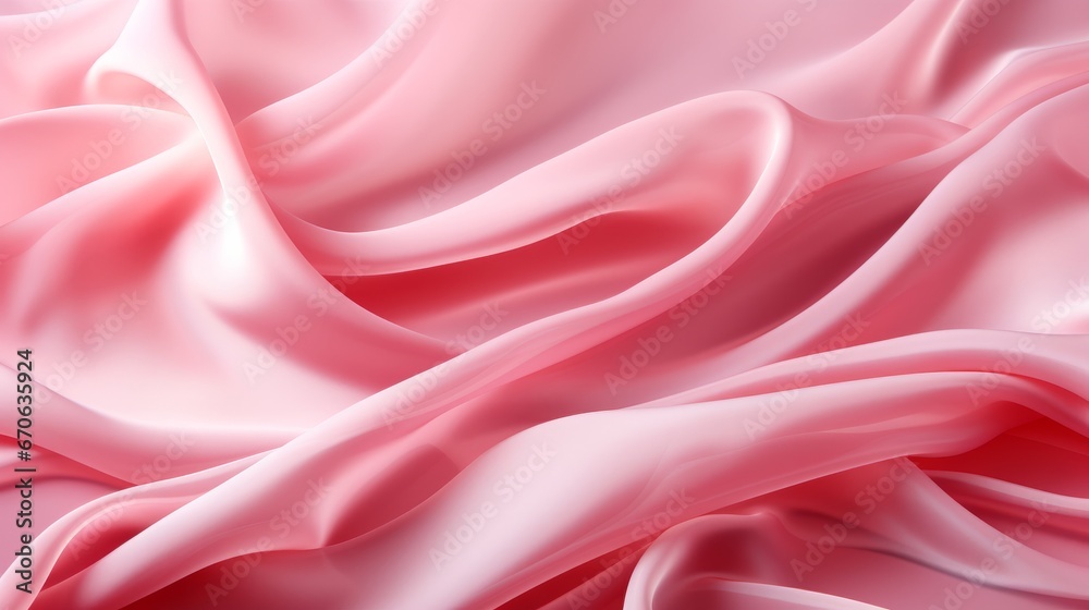 Obraz premium A vibrant display of femininity and delicacy, pink cloth adorned with lilac and peach flowers evokes feelings of softness and grace, tempting one to drape it over their form