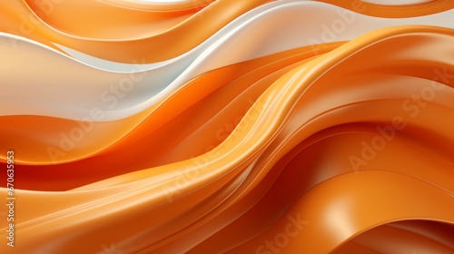 Vibrant hues of amber and peach dance in a mesmerizing abstract display, evoking a sense of fluidity and wild imagination through the curving waves of orange and white